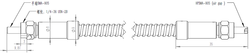 SMA-905連接頭尺寸圖示 SMA-905連接頭尺寸圖示